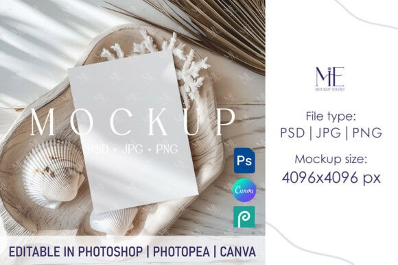 Download Summer Card Mockup, Beach Invitation 5x7 - Summer Collection