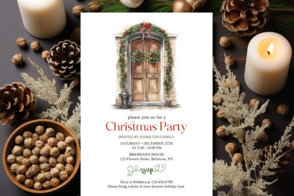 Download Rustic Wooden Door Holiday Invitation - Holiday invitation Collection