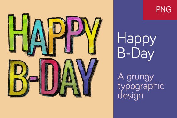 Download Happy B-Day Typographic Design - Graphic Collection