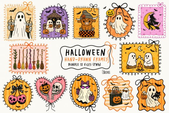 Download Halloween Hand-Drawn Frame Bundle Png - Frame Collection